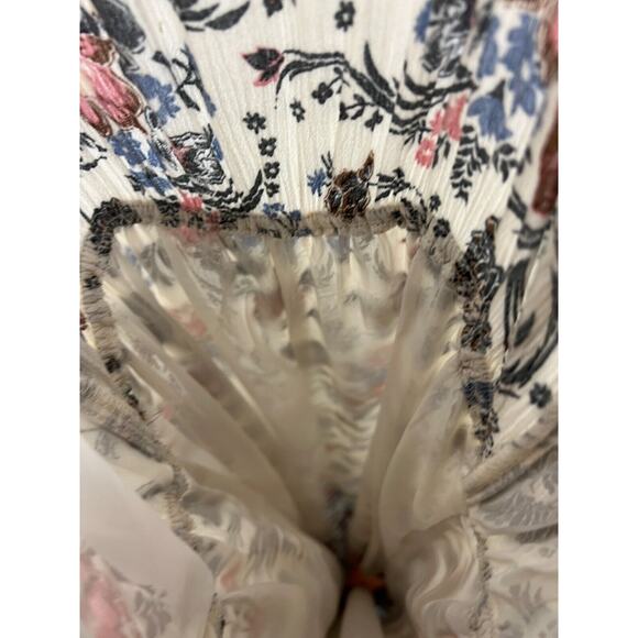 Ivory Floral Print Halter Open Back Maxi Dress American Eagle Medium Boho - Picture 5 of 10